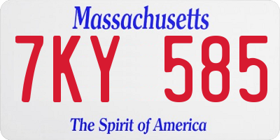 MA license plate 7KY585