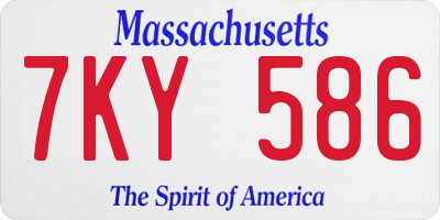 MA license plate 7KY586