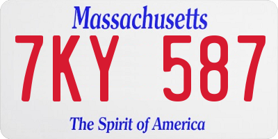 MA license plate 7KY587