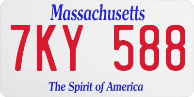 MA license plate 7KY588