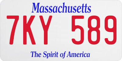 MA license plate 7KY589