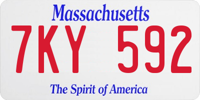 MA license plate 7KY592