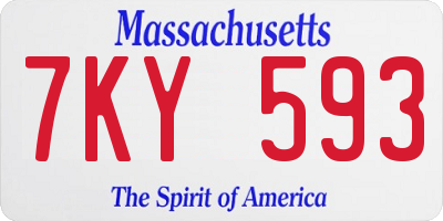 MA license plate 7KY593