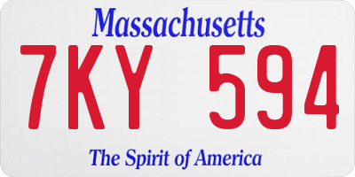 MA license plate 7KY594