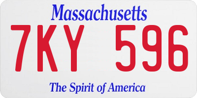 MA license plate 7KY596
