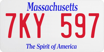 MA license plate 7KY597