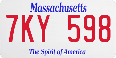 MA license plate 7KY598