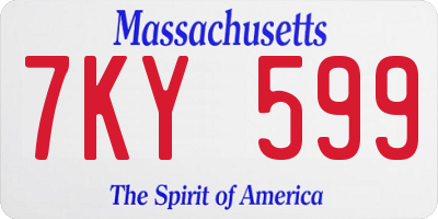 MA license plate 7KY599