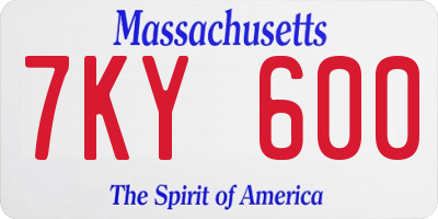 MA license plate 7KY600