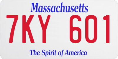 MA license plate 7KY601