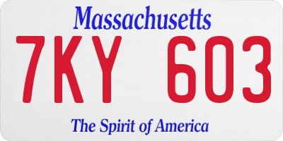MA license plate 7KY603