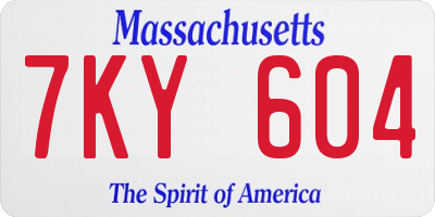 MA license plate 7KY604