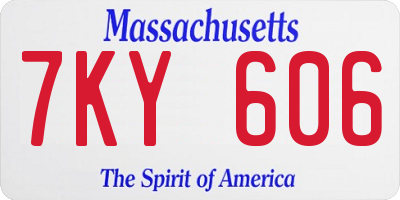 MA license plate 7KY606