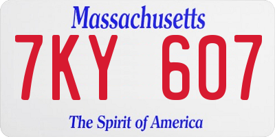 MA license plate 7KY607