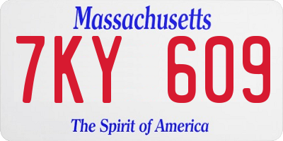 MA license plate 7KY609