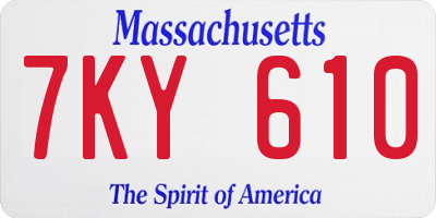 MA license plate 7KY610