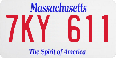 MA license plate 7KY611
