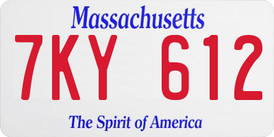 MA license plate 7KY612