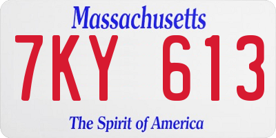 MA license plate 7KY613