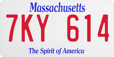 MA license plate 7KY614