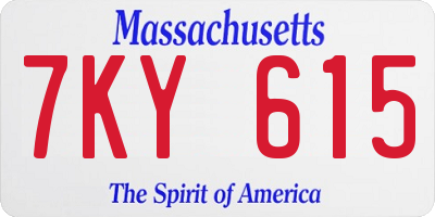 MA license plate 7KY615