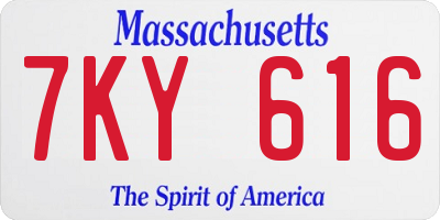 MA license plate 7KY616