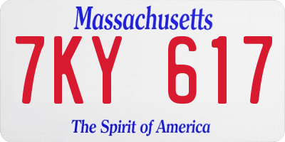MA license plate 7KY617