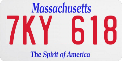 MA license plate 7KY618