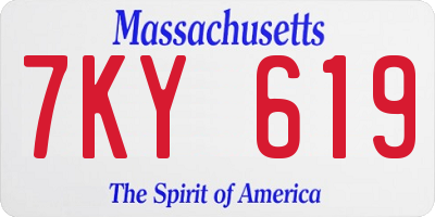 MA license plate 7KY619