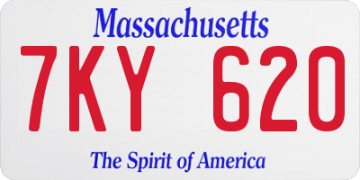 MA license plate 7KY620