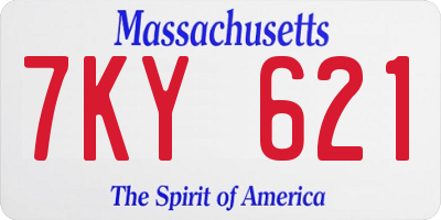 MA license plate 7KY621