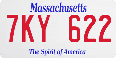 MA license plate 7KY622