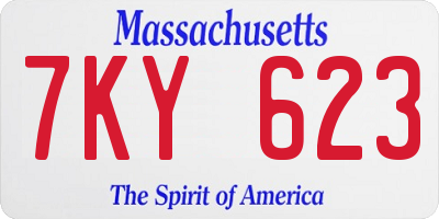MA license plate 7KY623