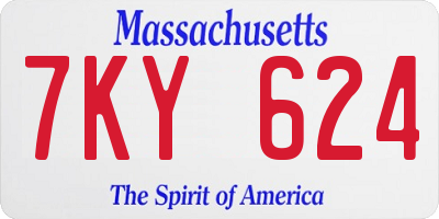 MA license plate 7KY624