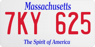 MA license plate 7KY625