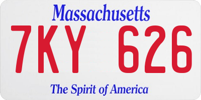 MA license plate 7KY626