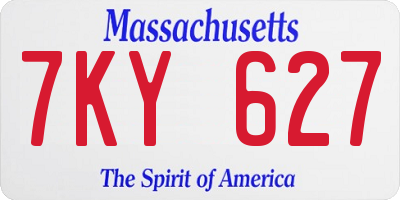 MA license plate 7KY627