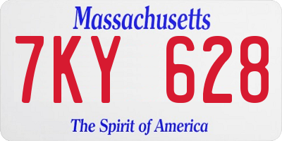 MA license plate 7KY628