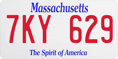 MA license plate 7KY629