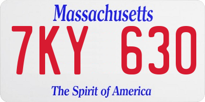 MA license plate 7KY630