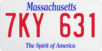 MA license plate 7KY631
