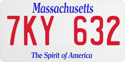 MA license plate 7KY632
