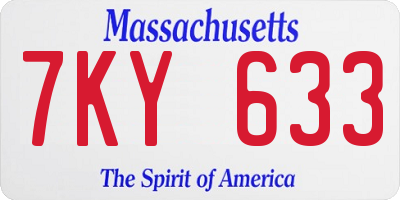 MA license plate 7KY633
