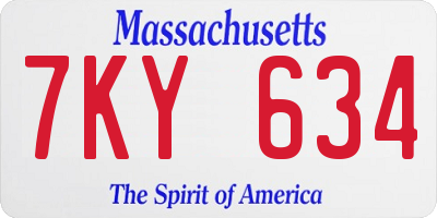 MA license plate 7KY634