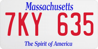 MA license plate 7KY635