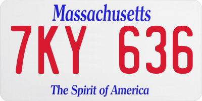 MA license plate 7KY636