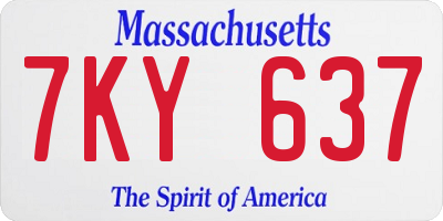 MA license plate 7KY637