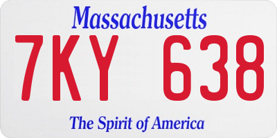 MA license plate 7KY638