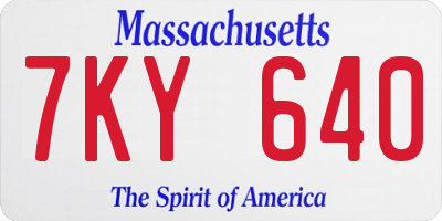 MA license plate 7KY640