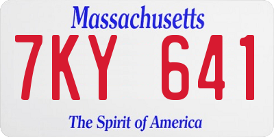 MA license plate 7KY641